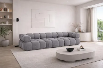 Produktbild von Kaiser Möbel Couch, 3-Sitzer Sofa modular, Veloursstoff Salvador, Grau, Selia