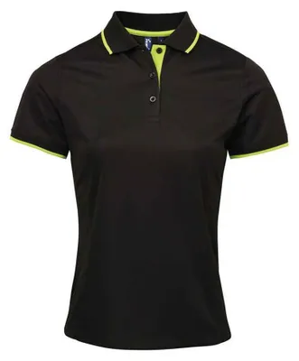 Image de Premier - Polo « Coolchecker » pour femmes LT3122 (L) (noir/citron vert)