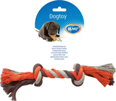 Image de Jouet pour chiens Duvo+ Knot coton gris/orange, dimensions : 26 cm