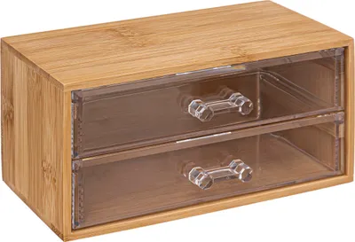 Produktbild von 5five Simply Smart šperkovnica Selena s 2 zásuvkami, na uloženie šperkov, bambus, plast, 19 x 11,7 x 9,6 cm, 174805