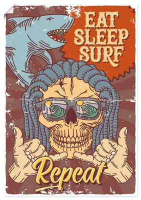 Produktbild von ARTland Poster Essen Schlafen Surfen Größe: 70x100 cm