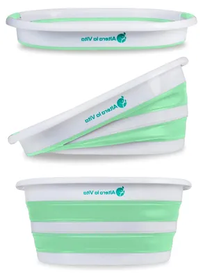 Produktbild von Wäschekorb, Spülbecken, Waschschüssel, Wäschewanne, klappbar, faltbar für Camping und Haushalt, 27 Liter wasserdicht und platzsparend mint