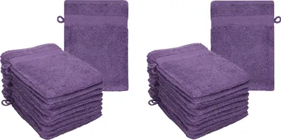 Produktbild von Betz 20 Stück Waschhandschuhe 16x21 cm PREMIUM 100% Baumwolle Farbe: lila