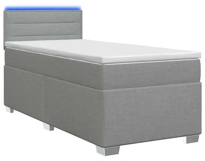 Produktbild von Boxspringbett mit Matratze und LED Hellgrau 80 x 200 cm Stoff