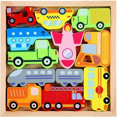 Zdjęcie produktu dla Drewniane puzzle - Pojazdy