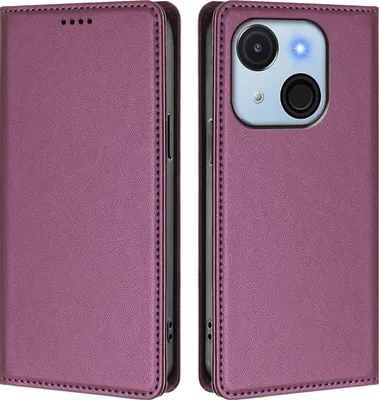 Image de Étui en cuir pour itel A50C, étui à rabat magnétique en cuirPolyuréthaneavec support, violet