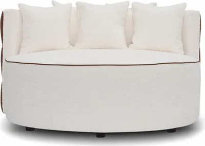 Produktbild von Casa Padrino Luxus Sofa Weiß / Braun Ø 132 cm - Rundes Wohnzimmer Sofa