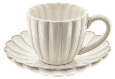 Produktbild von Bloomy Mokkatassen-Set mit Untertellern 75 ml aus Porzellan - 12-tlg