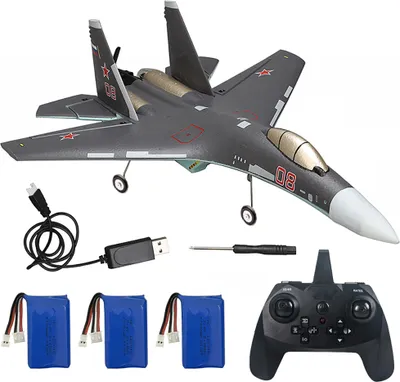 Produktbild von Upgraded QF009 SU-35 Fighter Bürstenlos Version, 375mm Spannweite, 2,4 GHz, 4 Kanäle, 3D/6D umschaltbar RC-Flugzeug, Starrflügel-Segelflugzeug, RTF mit 3 Batterien