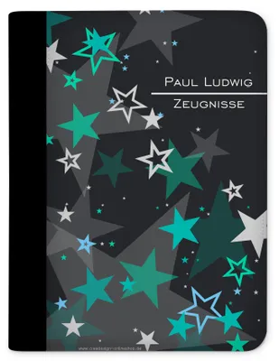 Produktbild von Zeugnismappe, Dokumentenmappe, Ordner A4, Sterne Türkis