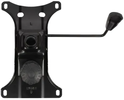 A black office chair tilt mechanism with a height adjustment lever, shown against a white background.