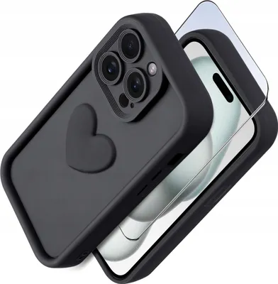 Immagine prodotto di Custodia per iPhone 14 Pro cuore in silicone opaco + vetro di protezione dello schermo 9H