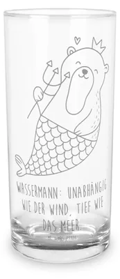 Produktbild von Mr. & Mrs. Panda Glas Wassermann Astrologie 400 ml - Transparent - Geschenk, Cocktailglas, Sternzeichen, Tumbler, Glasbecher, Geburtstagsgeschenk, Wasserglas