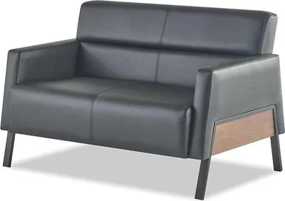 Produktbild von Sitzmöbel Leder Set Ledersofa 2-Sitzer Sessel Modern Schwarz Edelstahl