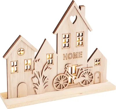 Produktbild von VBS Holz Steckmotiv Coming Home mit Micro LED 20x5x17 cm Dekoration Beleuchtung