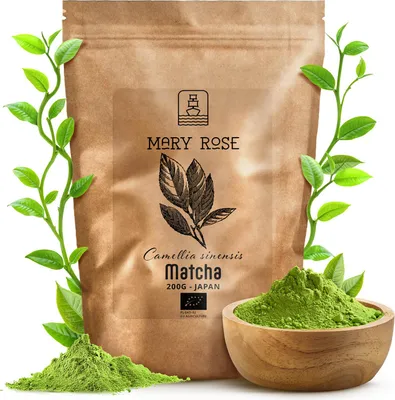 Immagine prodotto di Mary Rose – Tè Matcha biologico dal Giappone 200 g – Tè verde in polvere proveniente da Kagoshima - Ricco di umami, energia e antiossidanti - Coltivato all'ombra - Ideale per latte macchiato e prodotti da forno