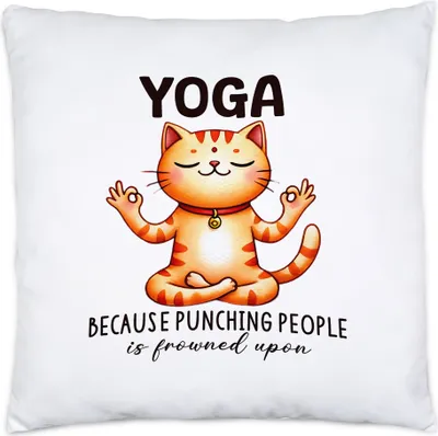 Produktbild von Yoga Because Punching People Is Frowned Upon Kissen Geschenkidee für Yoga-Fans und Katzenliebhaber