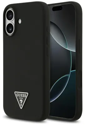 Obrázok produktu pre Guess – Silicone Triangle Logo MagSafe obal na iPhone 17 – čierny