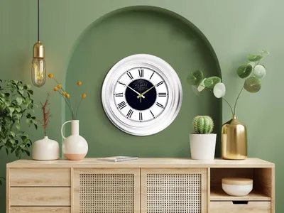 Produktbild von Opviq, A80818 - Byz20Gld, Dekorative Wanduhr, Weiß, 100 % KUNSTSTOFF, 45 x 45 cm