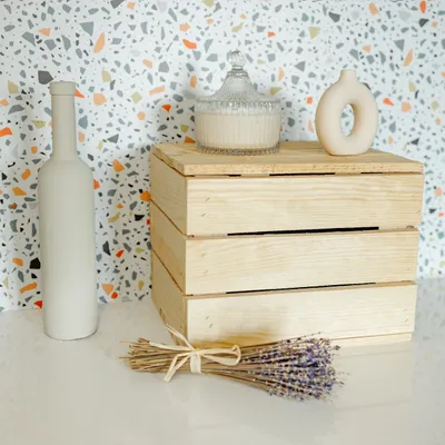 Immagine prodotto di Creative Deco Baule in Legno Naturale con Coperchio | 27,5x20x21,5 | Baule da Esterno, Cassapanca Vintage Shabby | Armadio Portaoggetti per Decorare