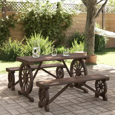 Image de Maison Exclusive - Ensemble de jardin composé de 3 pièces, table et chaises en bois massif de sapin
