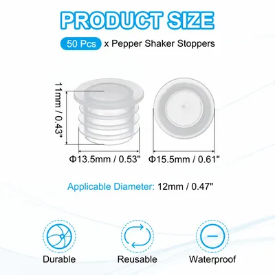 Produktbild von Salzst?psel und Pfefferstreuerstopfen 12mm/0,47" Verschluss Stopfen, 50 Stš¹ck Kunststoffstopfen Salzstreuer Stecker Ersatz Klarer Runder Endkappe Gummipfropfen fš¹r Flaschen Rohre