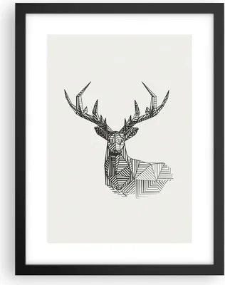 Produktbild von Gerahmtes Poster - Schwarzer Rahmen - Hirsch Skizze Skandinavisch - 30x40 cm - Wand Bild - Wanddeko - Wandbilder - Kunstposter - Wandposter - Bilderrahmen - Bilder - Kunstdruck - P2BPA30x40-4950