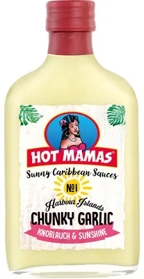 Zdjęcie produktu dla HOT MAMAS Sunny Caribbean Chunky Garlic Sauce Knoblauchsoße 195ml