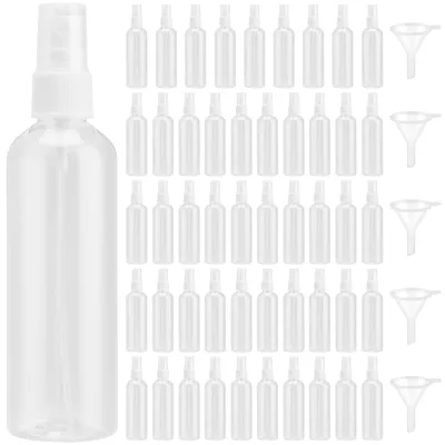 50 leere Sprühflaschen 100 ml mit Trichtern, klar, nachfüllbar