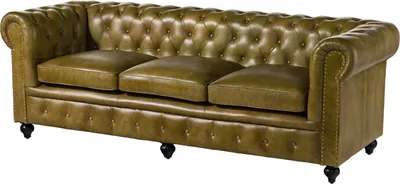 Produktbild von MASSIVMOEBEL24.DE Sofa 3-Sitzer Echtleder 216x82x75 grün CHESTERFIELD #303