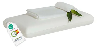 Immagine prodotto di Cuscino ergonomico in memory foam - 70 cm - Federa in aloe vera lavabile - Set da 2 pezzi