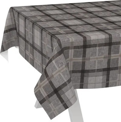 Produktbild von Tischdecke Karo Rustikal Karo Anthrazit 2000x140cm Schnittkante Wachstuch abwaschbar