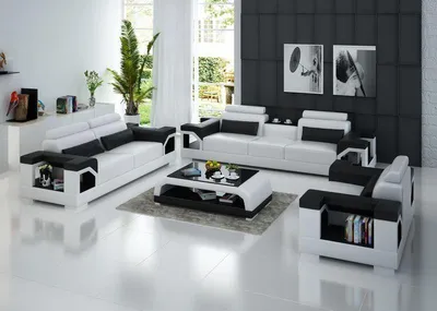 Produktbild von Ledersofa Couch Sofagarnituren 3+1+1 Sitzer Garnitur Design Modern Sofa Weiß Set