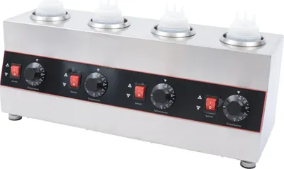 Produktbild von Gewerblicher Soßenwärmer, elektrisch, 4 Tanks, schwarz