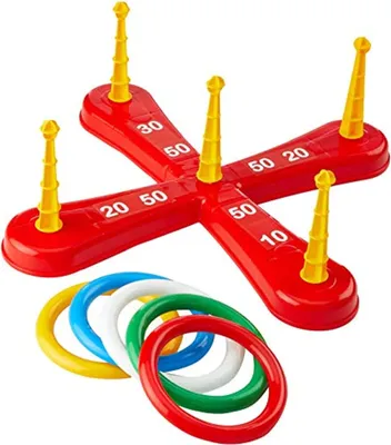 Produktbild von Teddies Wurfspiel Plastik Kreuz mit Ringen im Netz 46x12x8cm