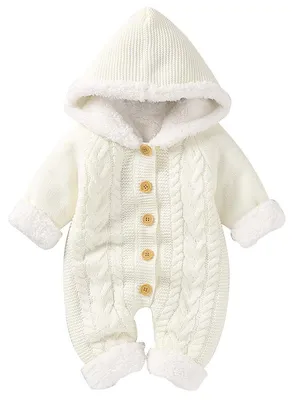 Produktbild von Haokaini Neugeborene Baby Kapuze Strick Strampler Fleece Pullover Wärmer Schneea