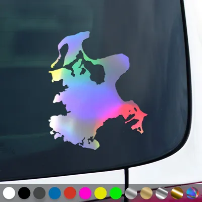 Produktbild von PantherPixel Insel Rügen Aufkleber Umriss Kontur Ostsee Sticker Auto Geschenkidee Farbe Oilslick-Hologramm