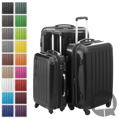 Image de HAUPTSTADTKOFFER - Alex - Set de valises 3 tailles valises à coque dure Trolleys extensible, 4 roulettes, coque dure brillante Set de valises de voyage, expandable travel luggage,Noir