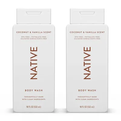 Produktbild von Native Duschgel 2 x 532 ml – Kokosnuss & Vanille – ohne Sulfate, Parabene & Farbstoffe – vegane Pflege für Frauen & Männer