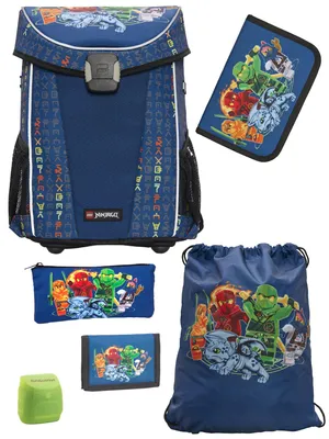 Produktbild von Lego Ninjago Schulranzen 1. Klasse in Blau Ninja Schultaschen Set 6-teilig mit Federmappe, Schlamper & Geldbeutel