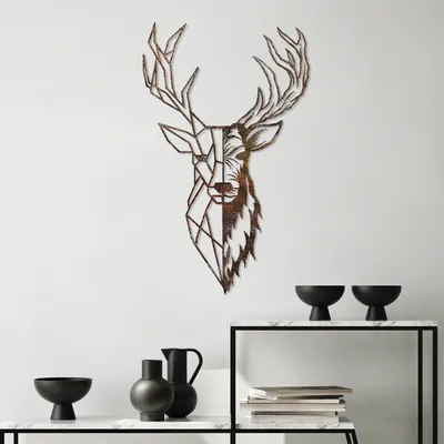 Produktbild von Wallity, Rusty Deer 3, Dekoratives Wandaccessoire aus Metall, Antiquität, METALLKÖRPER, 70 x 42 cm