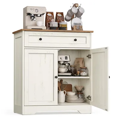 Produktbild von VASAGLE Küchenschrank im Landhausstil mit Schublade und 2 Türen 72 x 40 x 80 cm Weiß