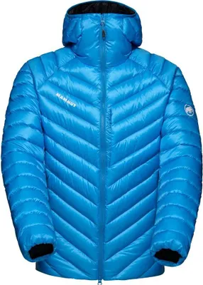 Helle blaue Isolationsjacke mit Kapuze für Herren von Mammut; Modell Broad Peak IN.