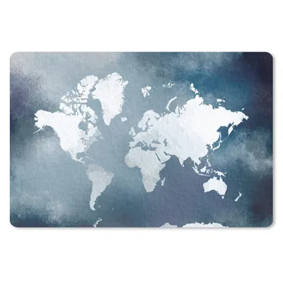 Produktbild von MuchoWow® Schreibtischunterlage Weltkarte - Aquarell - Blau 60x40 cm - XXL Mauspad - Großes Mauspad