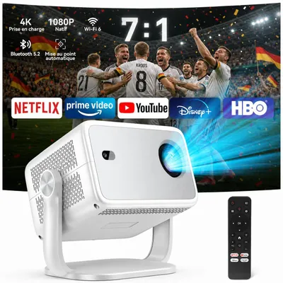 Produktbild von Blackview Huidun PT10 Beamer, 1080P Native, 4K, 360° Deckenprojektion, KI Autofokus, WiFi 6, 10W HiFi, Lizenzierter Streaming, Tragbares Heimkino