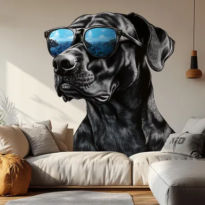 Imagen del producto de Decords: Vinilo decorativo – Doberman con gafas de sol, 61 cm