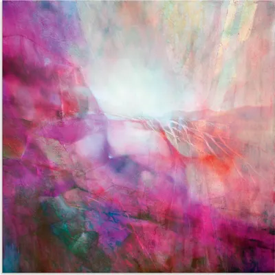 Produktbild von ARTland Wandbild Alu für Innen & Outdoor Abstrakte Komposition rot, grün, violett Größe: 100x100 cm