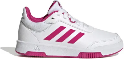 A single white and pink Adidas sneaker is shown against a white background.