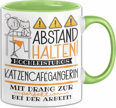 Produktbild von Katzencafégängerin Tasse Geschenk Lustig Abstand Halten Hochleistungs-Katzencafégängerin Mit Drang Zur Perfektion Bei Der Arbeit (Grün)