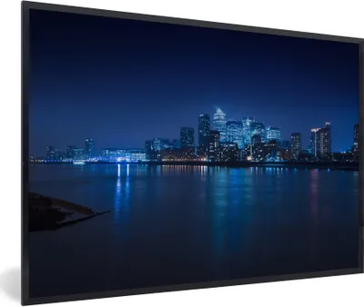 Produktbild von MuchoWow® Gerahmtes Poster Die Skyline von London bei Nacht 60x40 cm - Poster mit Schwarzem Bilderrahmen Wandposter Rahmen Foto Bilder - Printing - Wanddeko Schlafzimmer